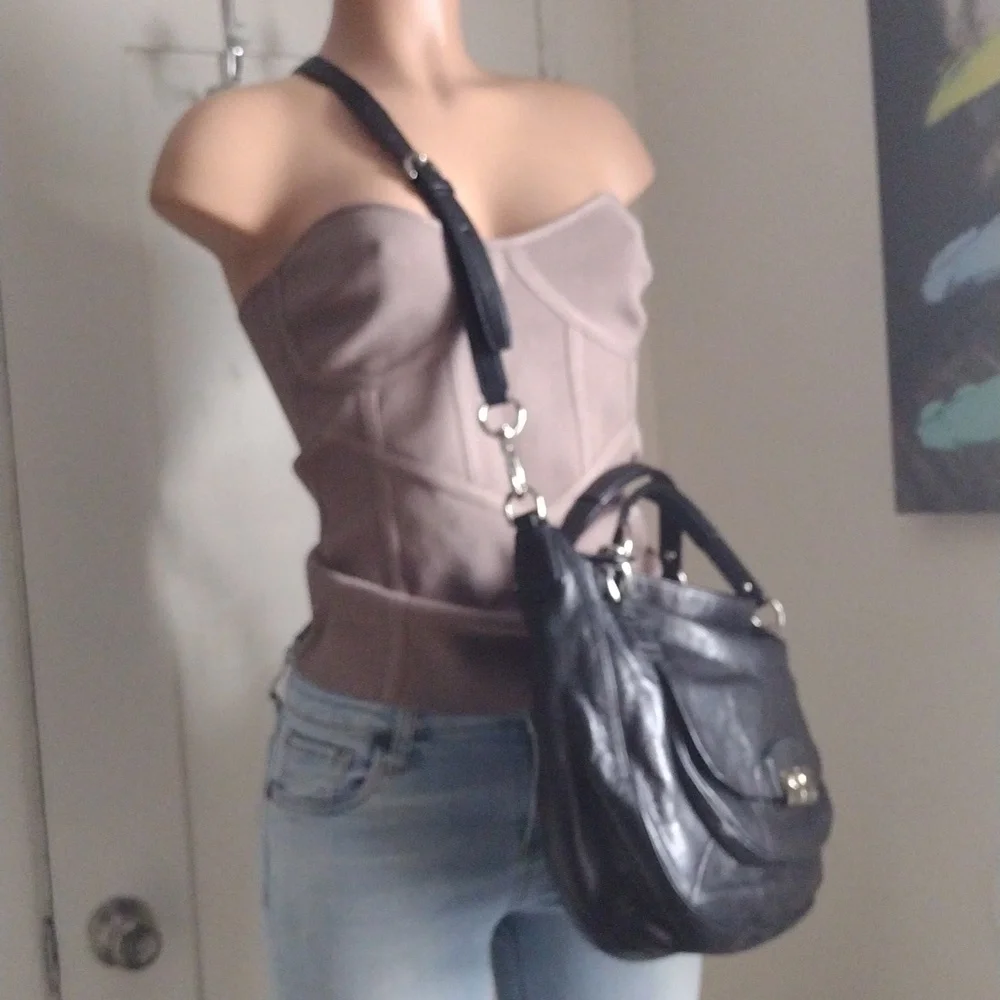 Coach,Black Leather Shoulder and Crossbody Bag